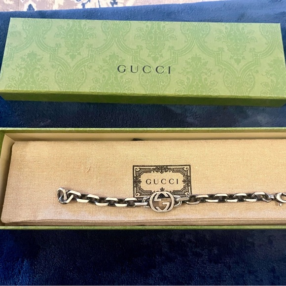 Authentic Gucci distressed .925 Sterling Silver 8.0 in bracelet. Made in Italy! - Picture 10 of 12